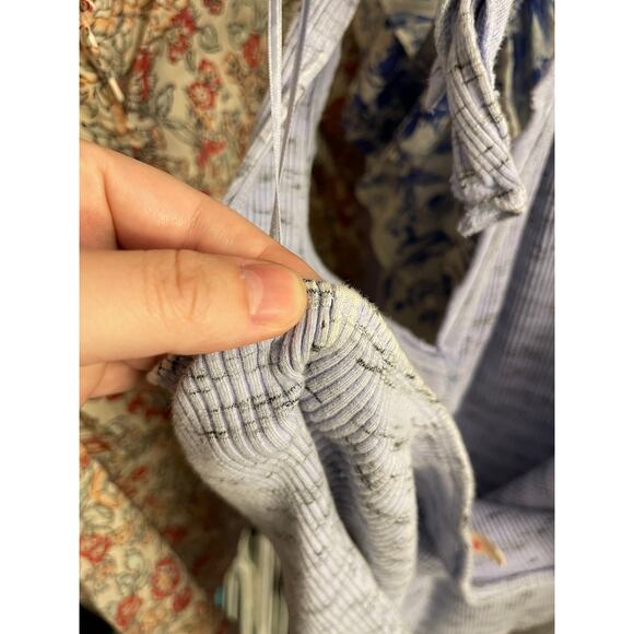 Pilcro Anthropologie Blue Marled Ribbed Henley Halter Top - Picture 10 of 10